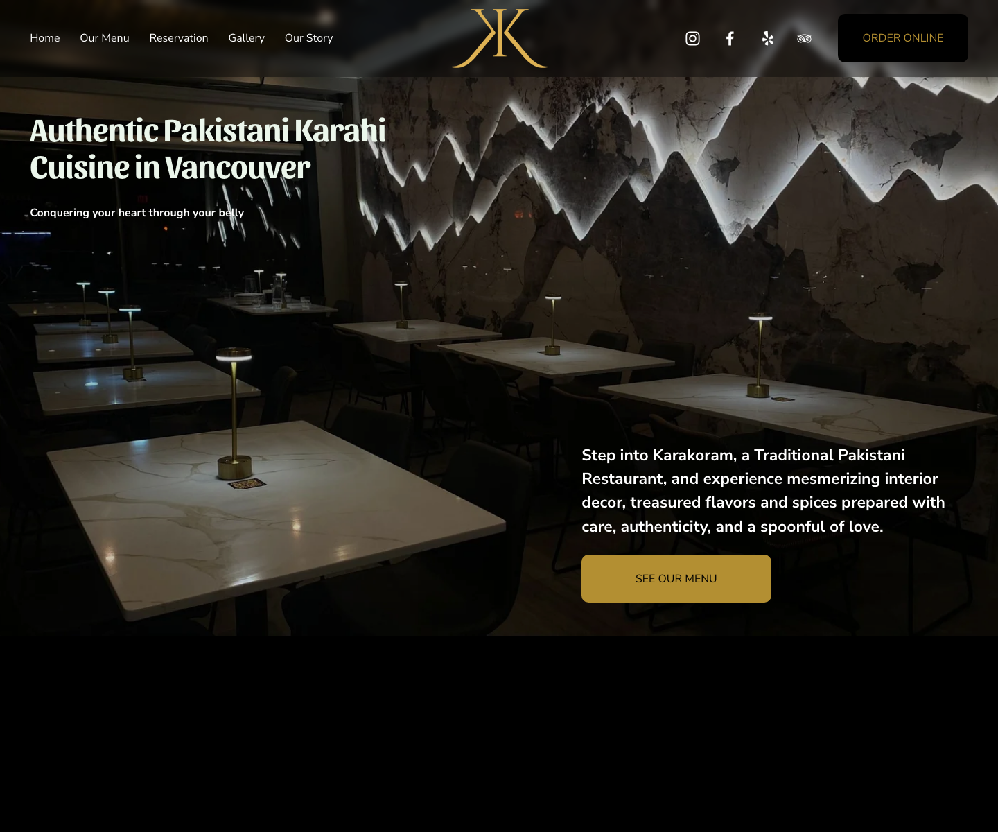 Karakoram Restaurant website screenshot